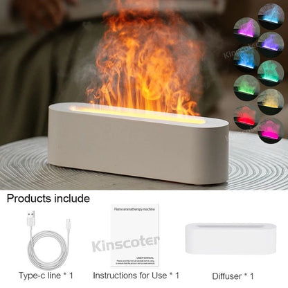Flame Effect Essential Oil Diffuser With Ultrasonic Mist And Ambient Night Light 7