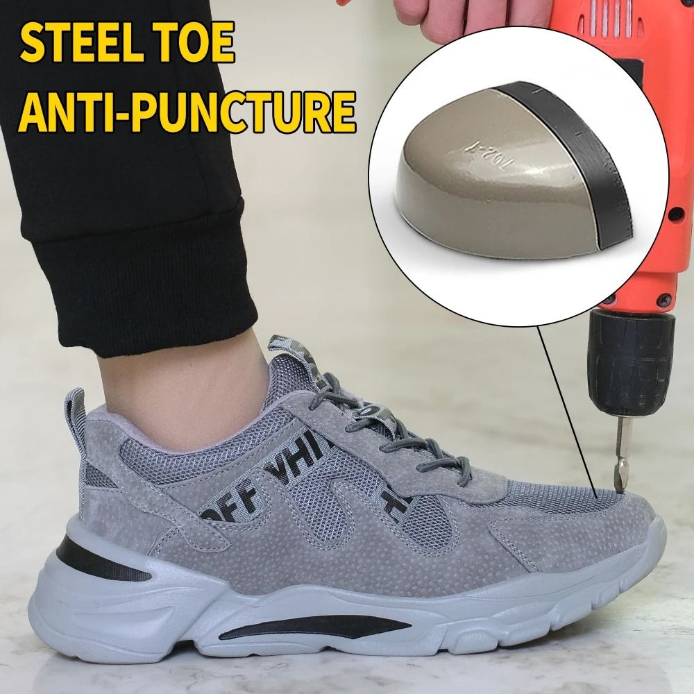 Mens Safety Work Sneakers Steel Toe Puncture Resistant Breathable 1