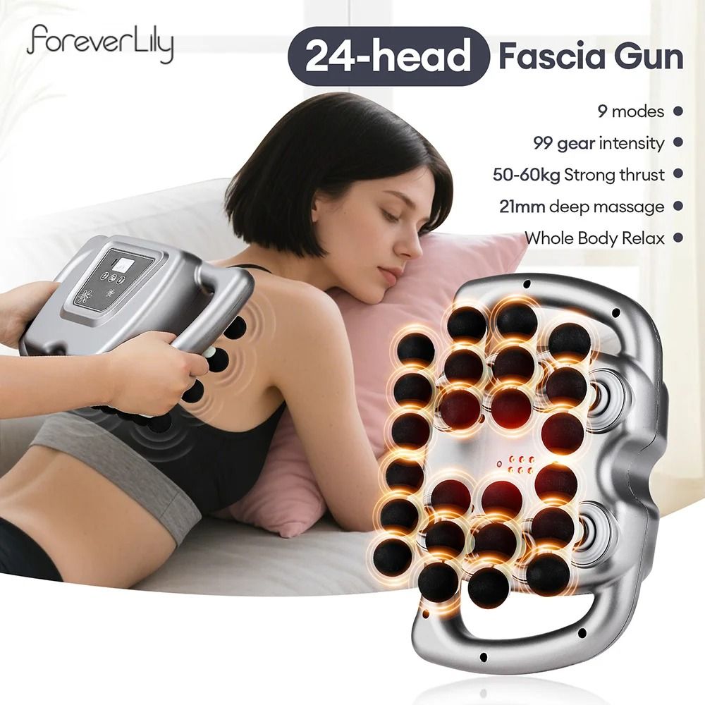 24-Head Massage Gun With 99 Strength Levels For Deep Tissue Muscle Relief