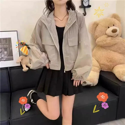 Women Thin Sunscreen Jacket Loose Waterproof Quick Dry Summer Coat 4
