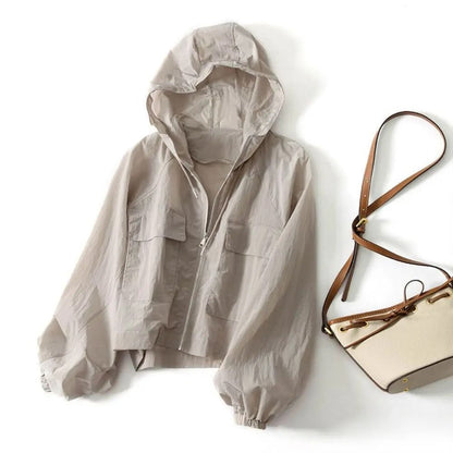 Women Thin Sunscreen Jacket Loose Waterproof Quick Dry Summer Coat 6