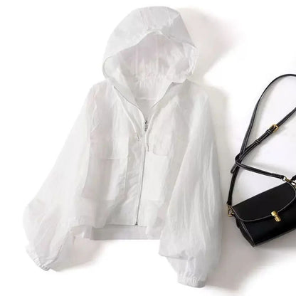 Women Thin Sunscreen Jacket Loose Waterproof Quick Dry Summer Coat 7