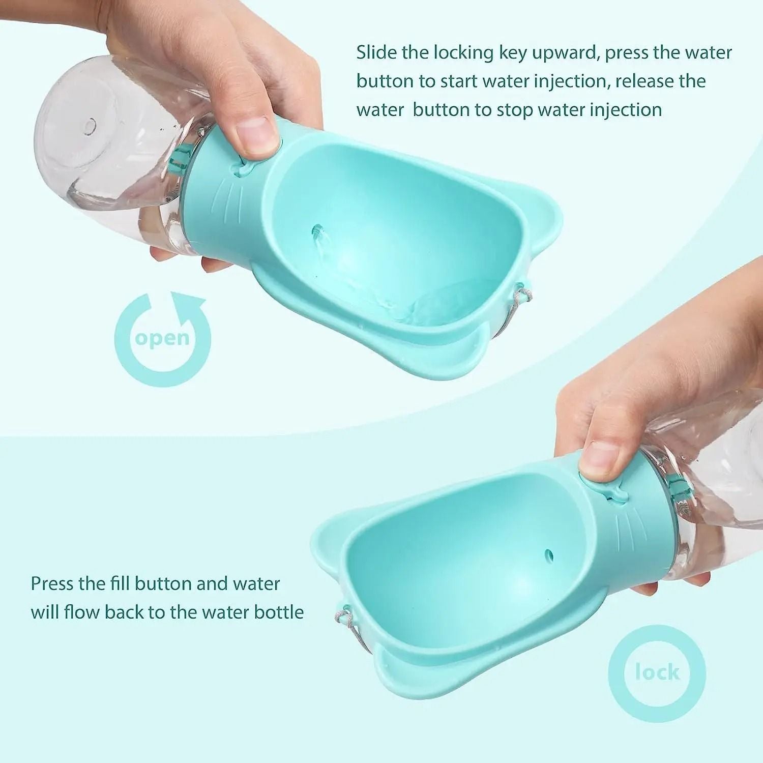Pet Water Bottle With Detachable Food Container Leak Proof Travel Dispenser 2