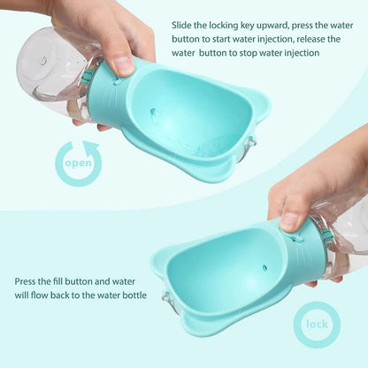 Pet Water Bottle With Detachable Food Container Leak Proof Travel Dispenser 2