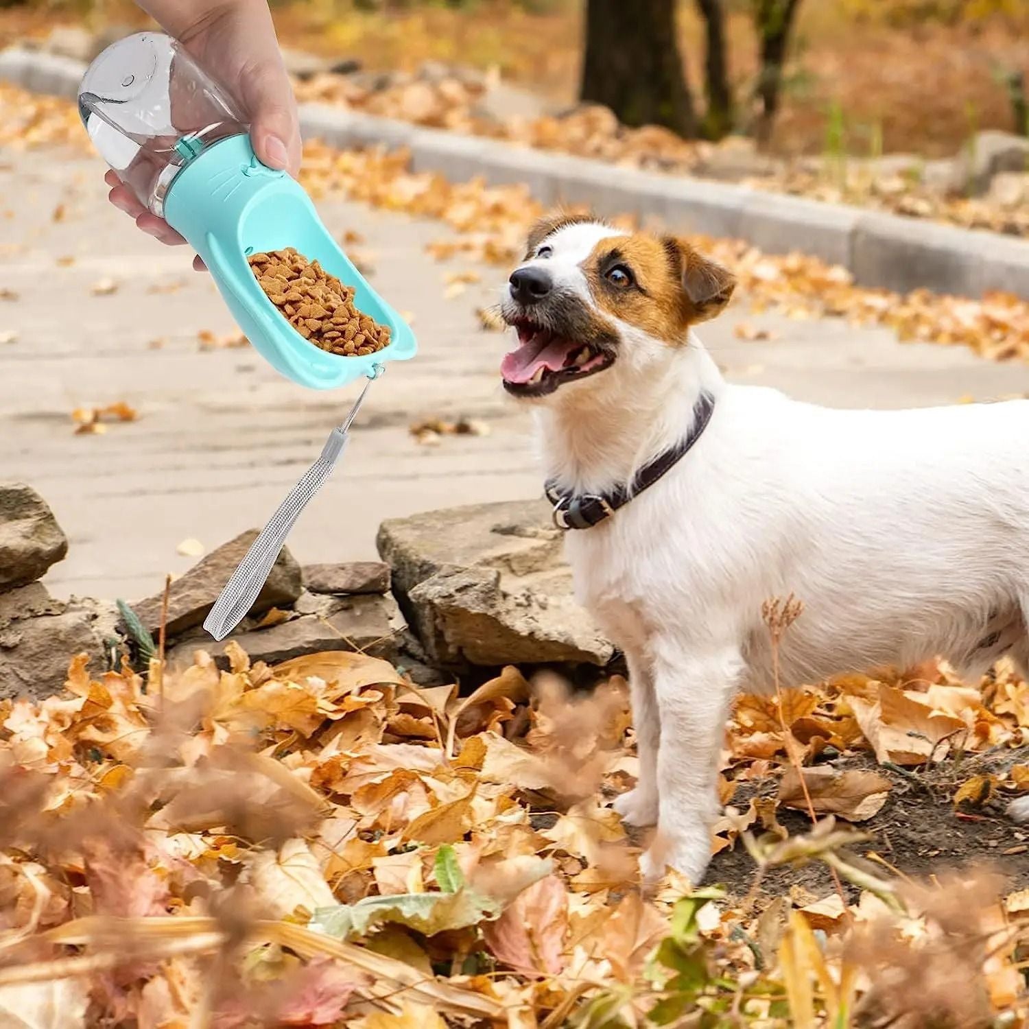 Pet Water Bottle With Detachable Food Container Leak Proof Travel Dispenser 4
