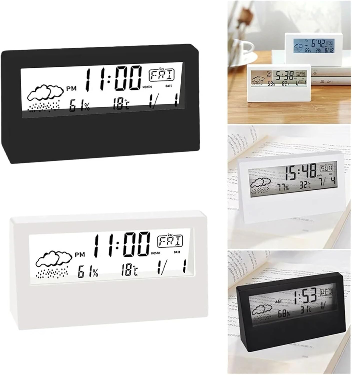 Digital Thermo Hygrometer Clock with Temperature and Humidity Display