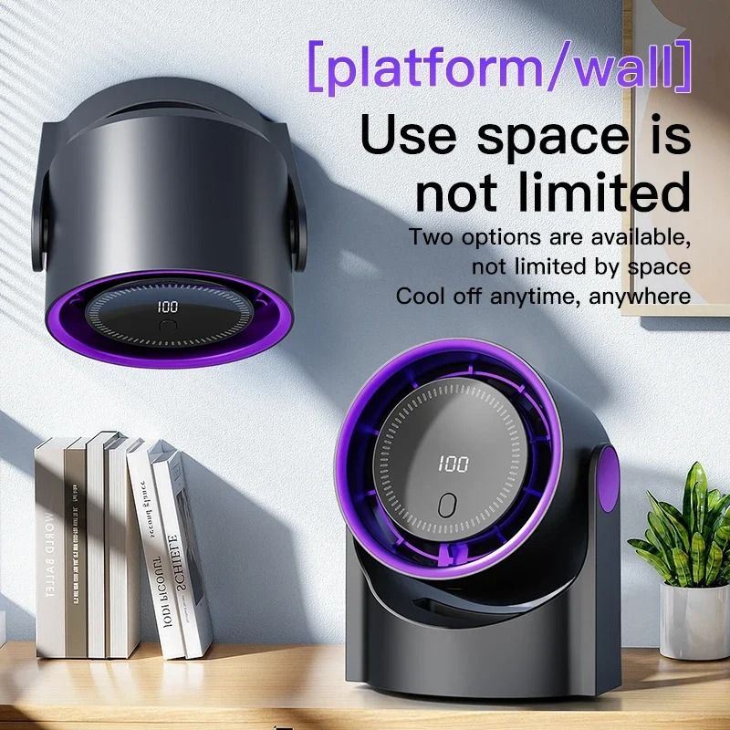 Portable Bladeless Desk Fan With Digital Display And USB Recharge 2