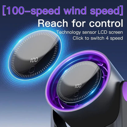 Portable Bladeless Desk Fan With Digital Display And USB Recharge 3