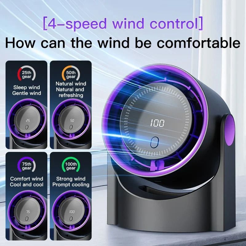 Portable Bladeless Desk Fan With Digital Display And USB Recharge 4