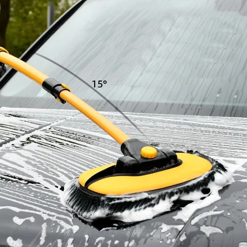 Telescoping Car Cleaning Brush With Long Handle And Chenille Mop Head