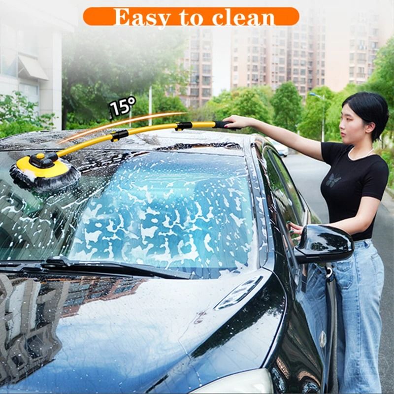 Telescoping Car Cleaning Brush With Long Handle And Chenille Mop Head 1