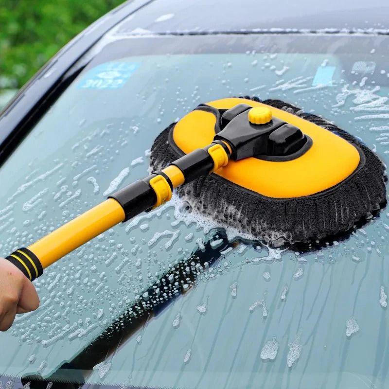 Telescoping Car Cleaning Brush With Long Handle And Chenille Mop Head 5