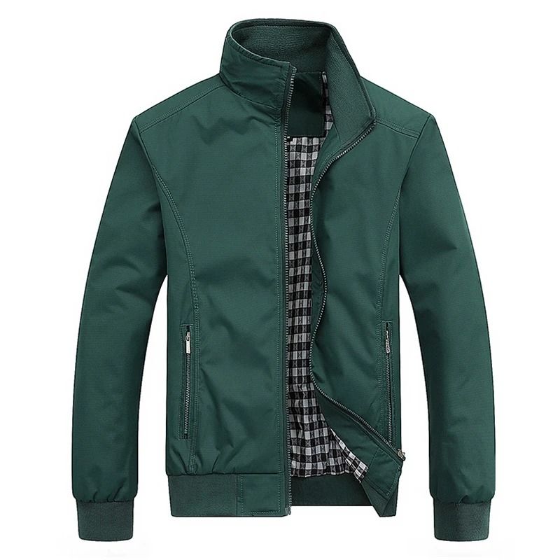 Mens Slim Bomber Jacket Casual Lightweight Overcoat With Baseball Collar 9