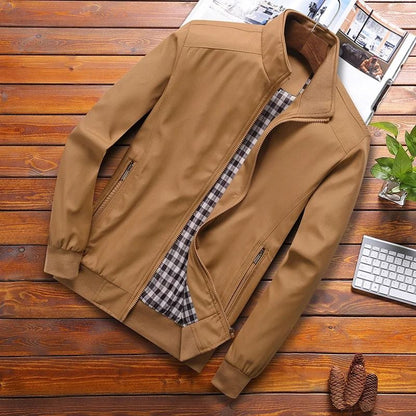 Mens Slim Bomber Jacket Casual Lightweight Overcoat With Baseball Collar 10