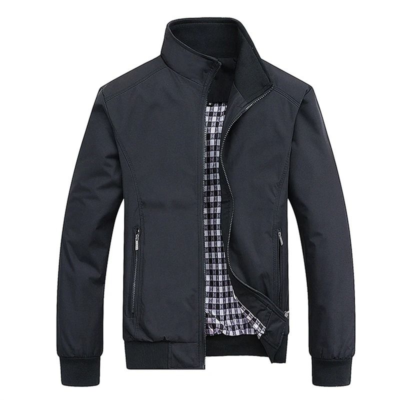 Mens Slim Bomber Jacket Casual Lightweight Overcoat With Baseball Collar 3