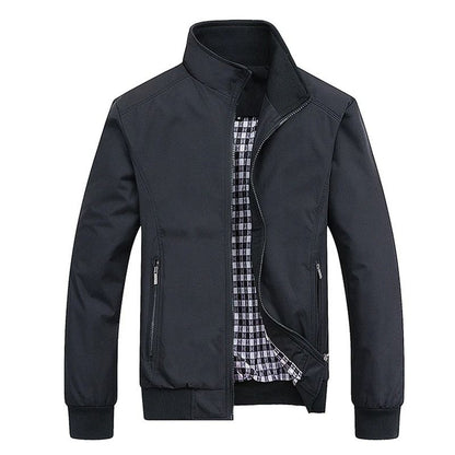 Mens Slim Bomber Jacket Casual Lightweight Overcoat With Baseball Collar 3