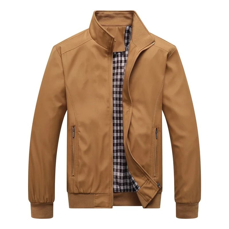 Mens Slim Bomber Jacket Casual Lightweight Overcoat With Baseball Collar 6