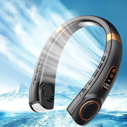 Mini Bladeless Neck Fan with Digital Display Portable Rechargeable Air Cooler