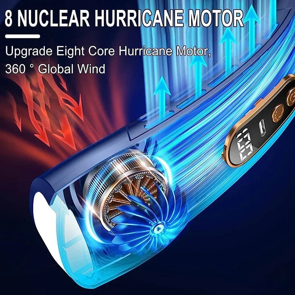 Mini Bladeless Neck Fan With Digital Display Portable Rechargeable Air Cooler 2
