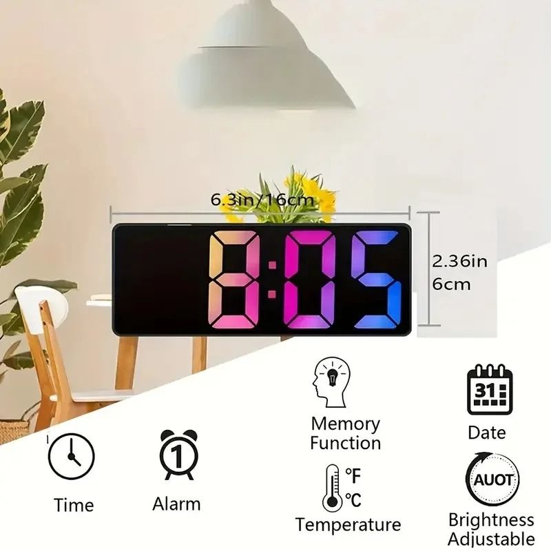 Digital Alarm Clock With Temperature And Adjustable Brightness 4