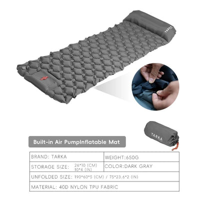 Inflatable Camping Sleeping Pad With Builtin Pillow And Pump Lightweight Outdoor Air Mattress 9