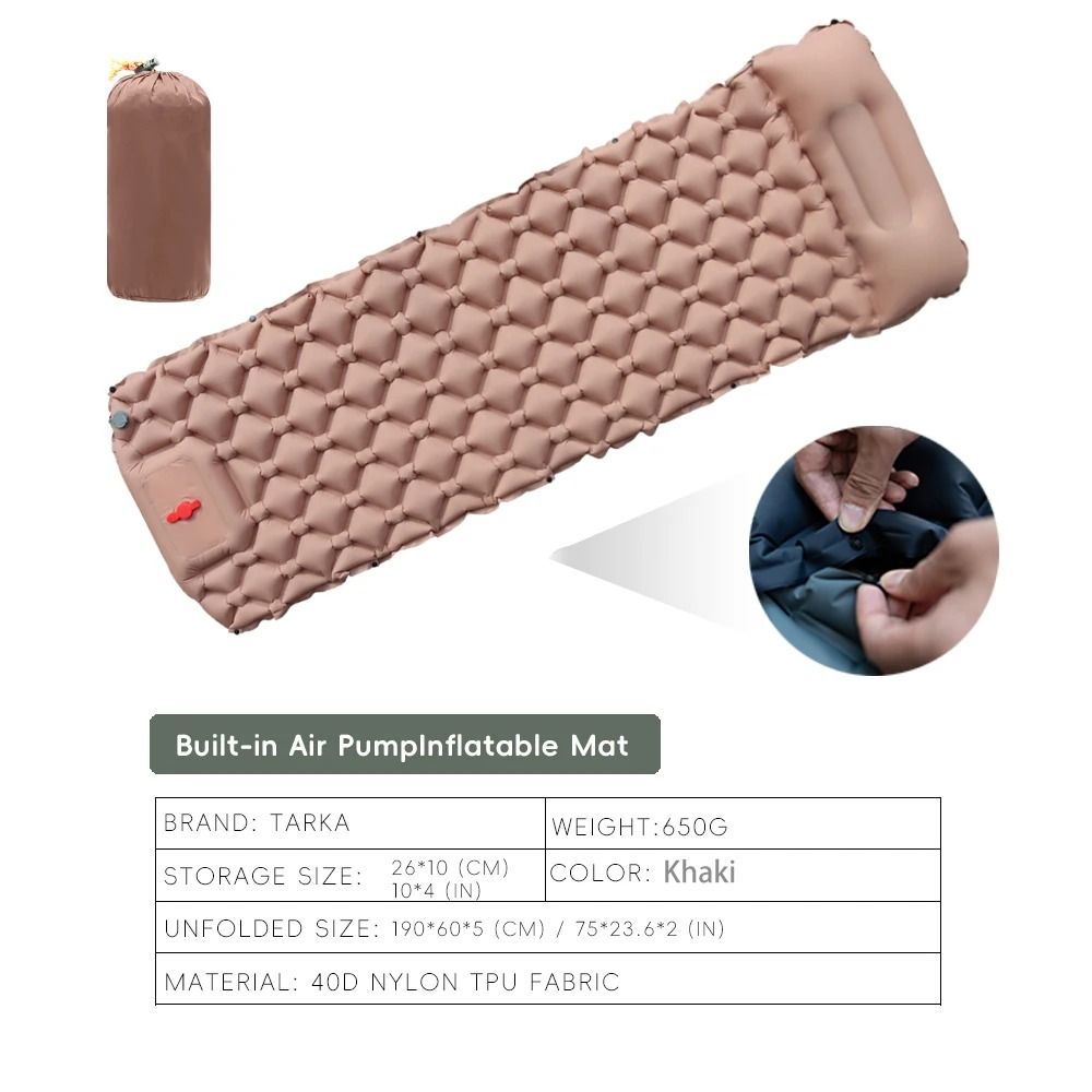 Inflatable Camping Sleeping Pad With Builtin Pillow And Pump Lightweight Outdoor Air Mattress 11
