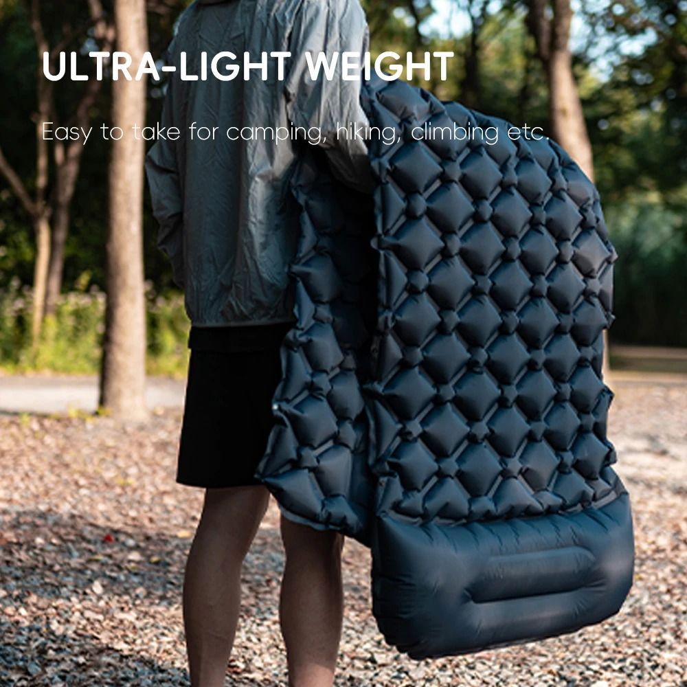 Inflatable Camping Sleeping Pad With Builtin Pillow And Pump Lightweight Outdoor Air Mattress 4
