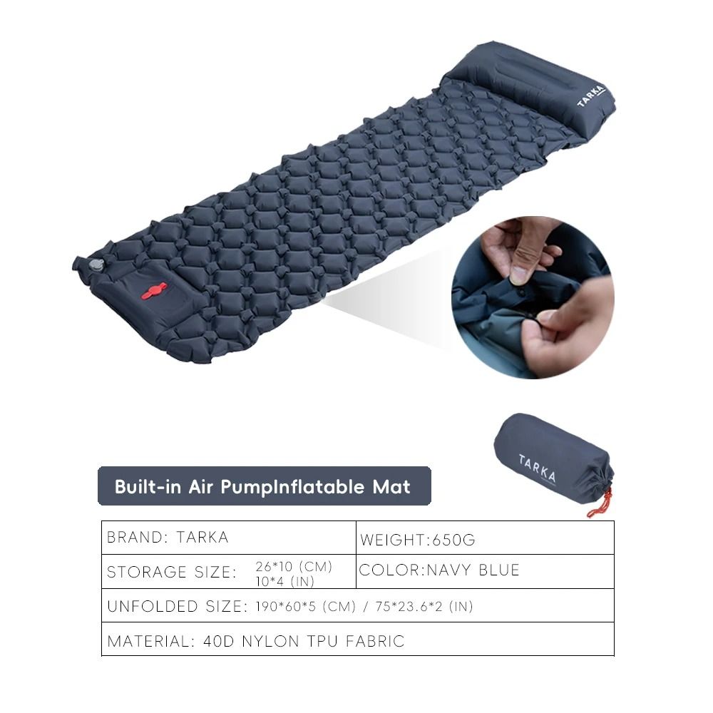Inflatable Camping Sleeping Pad With Builtin Pillow And Pump Lightweight Outdoor Air Mattress 6