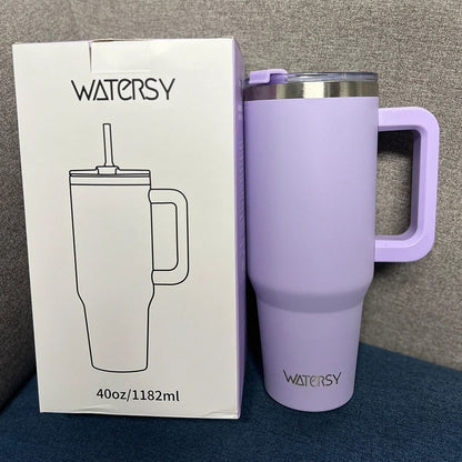 Insulated Stainless Steel Tumbler With Handle And Straw Large Capacity 6