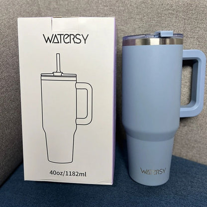 Insulated Stainless Steel Tumbler With Handle And Straw Large Capacity 8