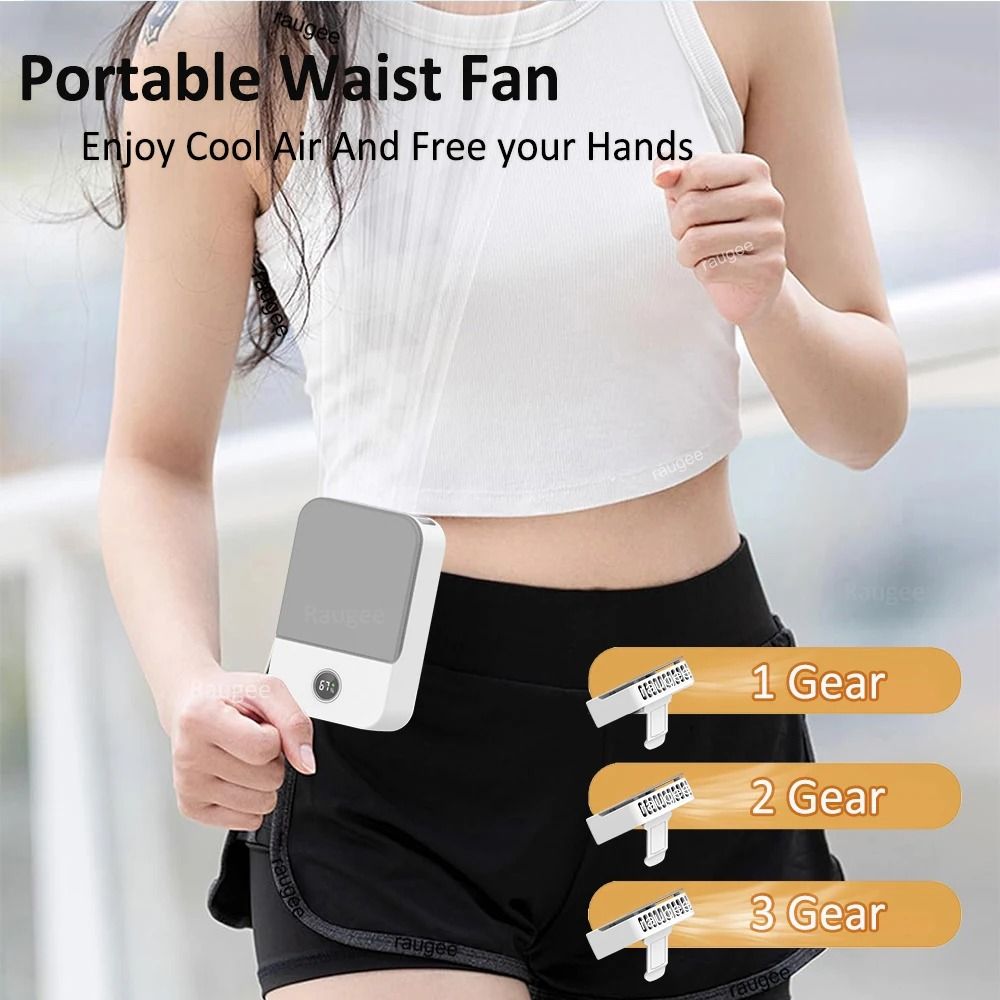 Portable Waist Fan Hanging Neck Fan Mini USB Rechargeable Portable Waist Clip Fan For Outdoor Sport 3