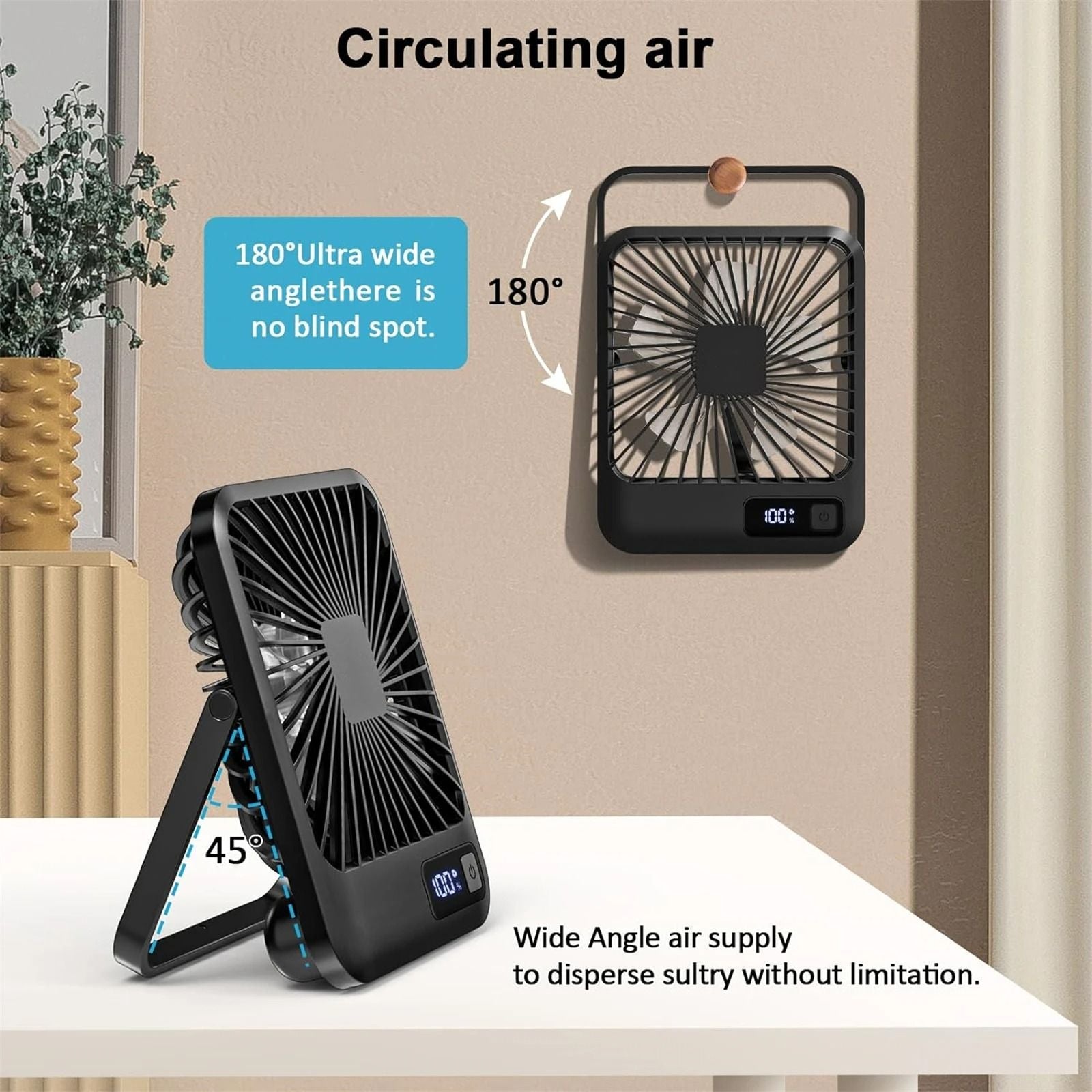 Portable USB Rechargeable Desk Fan With Adjustable Speeds 1