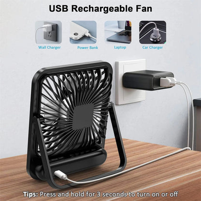 Portable USB Rechargeable Desk Fan With Adjustable Speeds 4