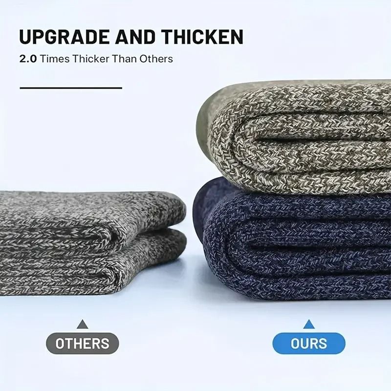5 Pairs Merino Wool Thermal Hiking Socks For Men  Thick Warm Winter Cold Weather Outdoor Socks 1