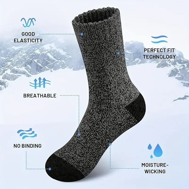 5 Pairs Merino Wool Thermal Hiking Socks For Men  Thick Warm Winter Cold Weather Outdoor Socks 2