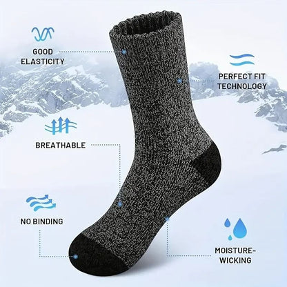 5 Pairs Merino Wool Thermal Hiking Socks For Men  Thick Warm Winter Cold Weather Outdoor Socks 2