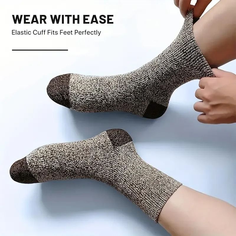 5 Pairs Merino Wool Thermal Hiking Socks For Men  Thick Warm Winter Cold Weather Outdoor Socks 3