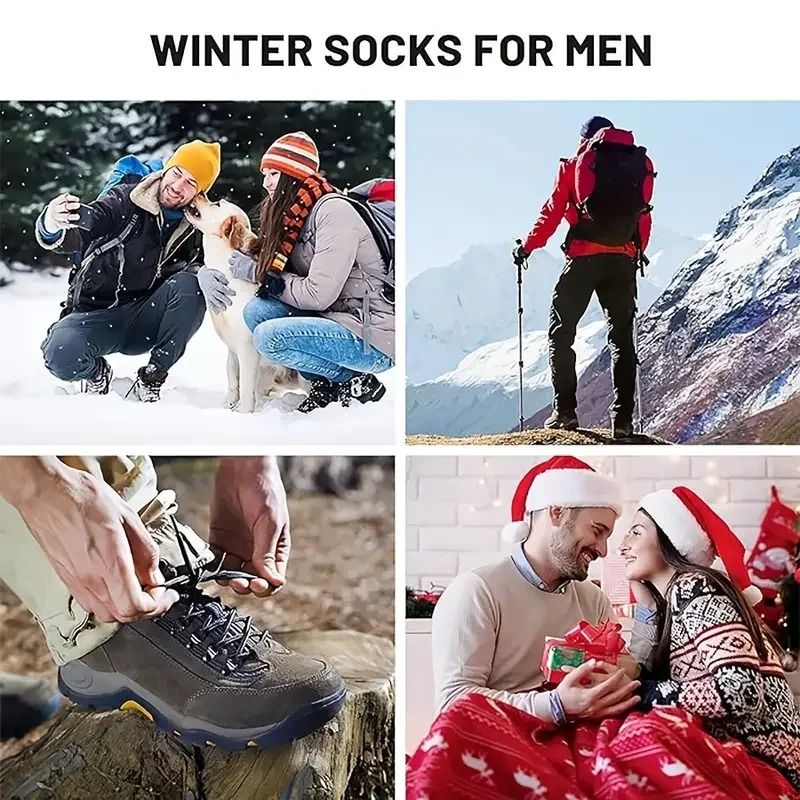 5 Pairs Merino Wool Thermal Hiking Socks For Men  Thick Warm Winter Cold Weather Outdoor Socks 5