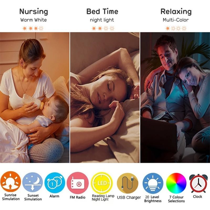 Wake Up Light Alarm Clock With Sunrise And Sunset Simulation 1