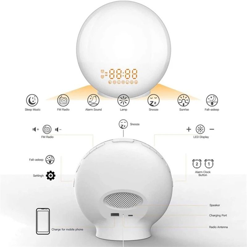 Wake Up Light Alarm Clock With Sunrise And Sunset Simulation 5