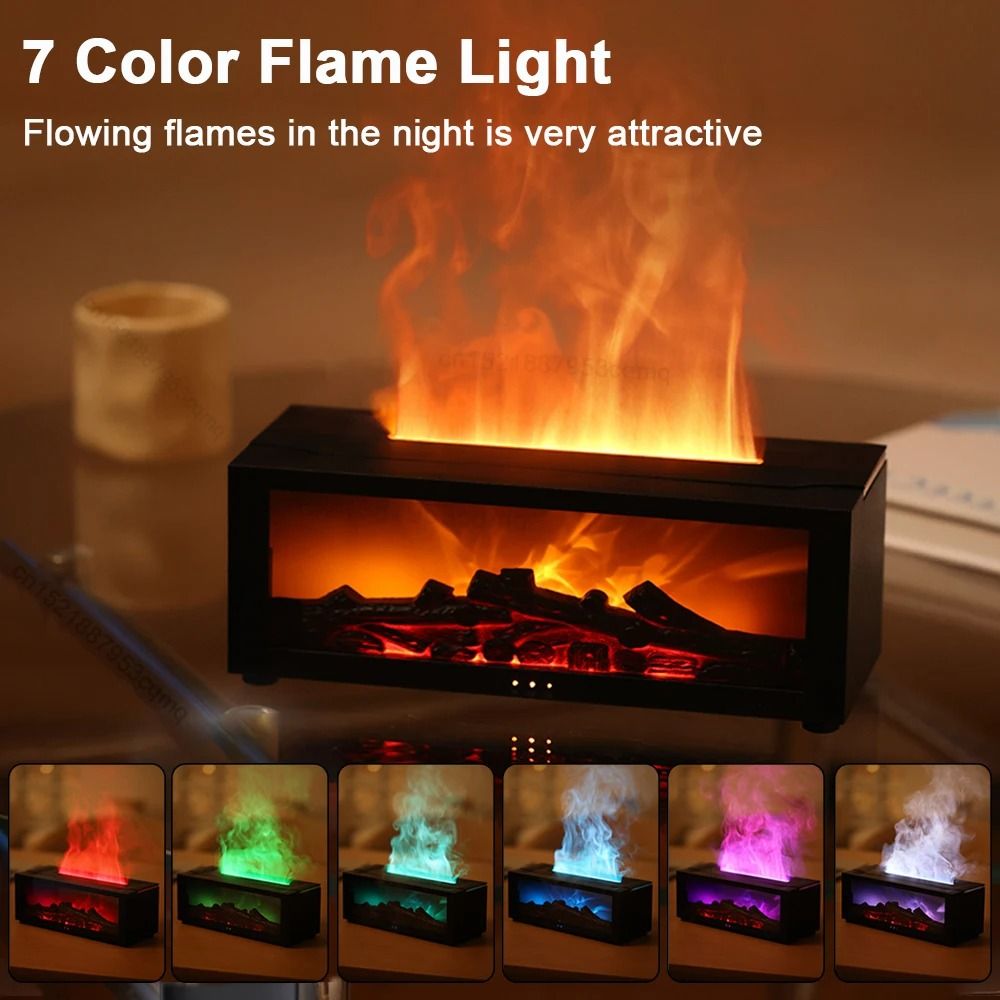 Flame Effect Aroma Humidifier With Essential Oil Diffuser LED Night Light And Remote Control 3