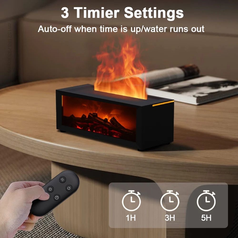 Flame Effect Aroma Humidifier With Essential Oil Diffuser LED Night Light And Remote Control 4