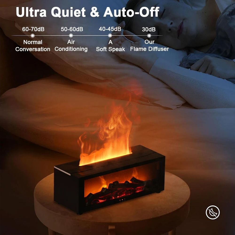 Flame Effect Aroma Humidifier With Essential Oil Diffuser LED Night Light And Remote Control 5