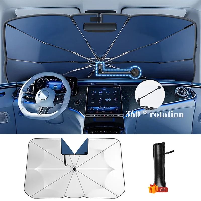 Car Sunshade Windshield Umbrella with Bendable Handle and UV Protection