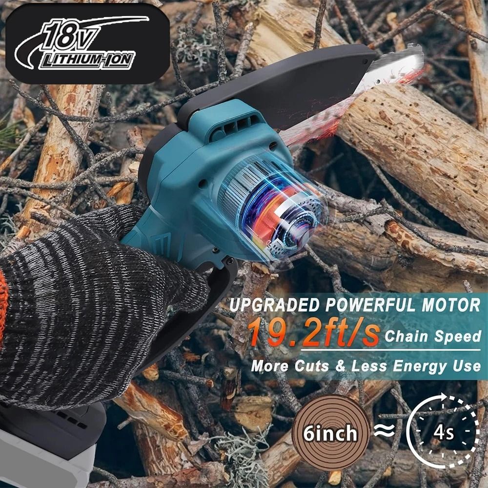 Mini Chainsaw For 18V Battery Handheld 6 Inch Electric Logging Saw Portable Woodworking Tool 2