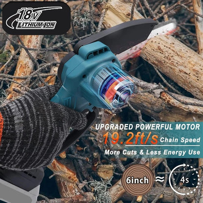 Mini Chainsaw For 18V Battery Handheld 6 Inch Electric Logging Saw Portable Woodworking Tool 2