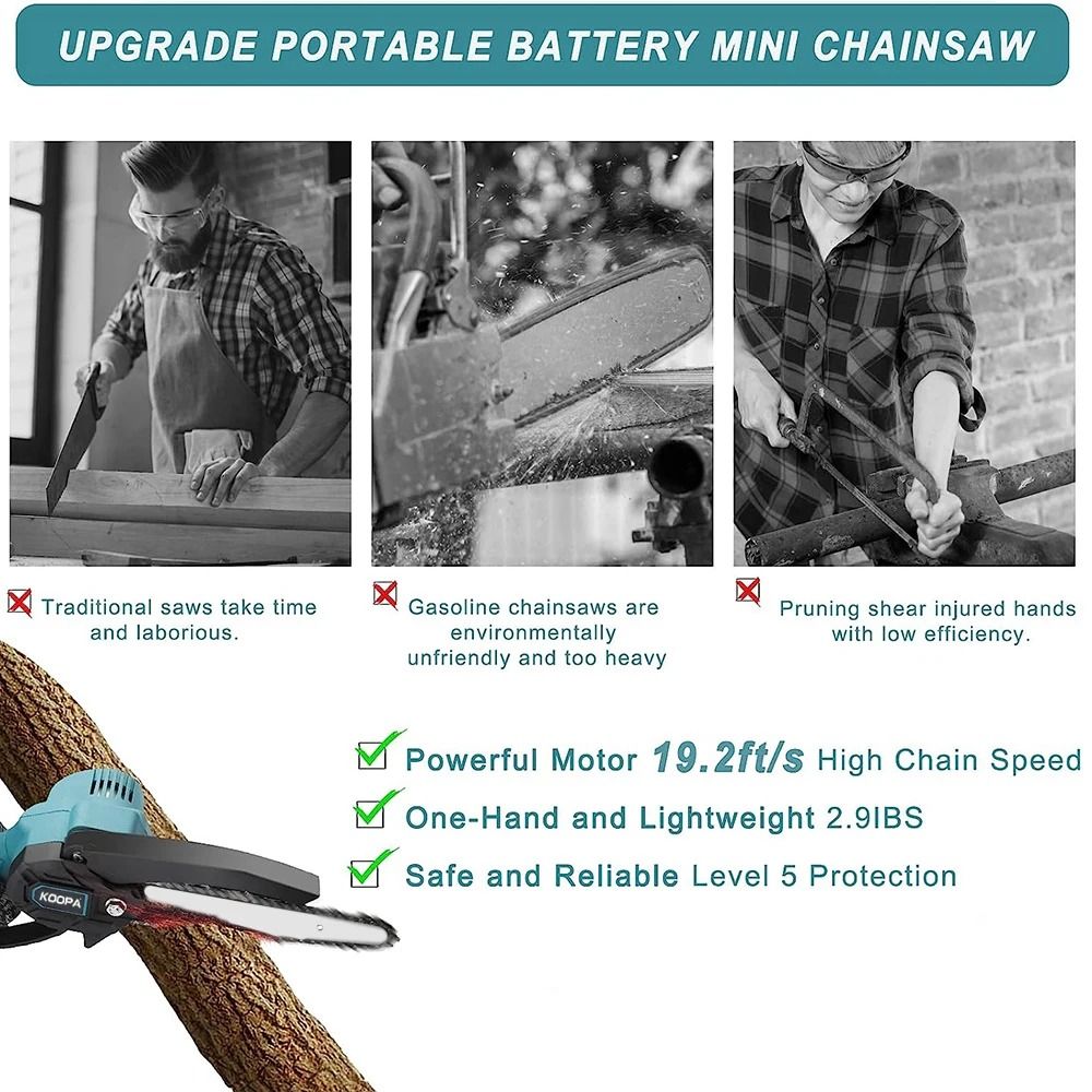 Mini Chainsaw For 18V Battery Handheld 6 Inch Electric Logging Saw Portable Woodworking Tool 3