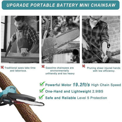 Mini Chainsaw For 18V Battery Handheld 6 Inch Electric Logging Saw Portable Woodworking Tool 3