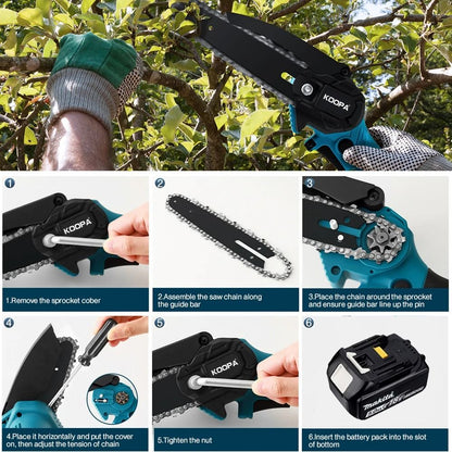 Mini Chainsaw For 18V Battery Handheld 6 Inch Electric Logging Saw Portable Woodworking Tool 4