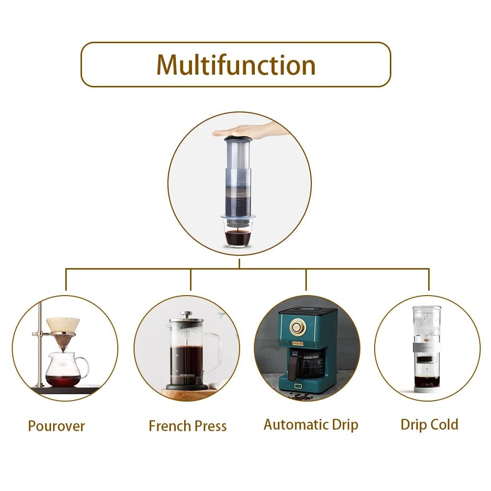 Portable Espresso Coffee Maker French Press Style With 300ml Brew Chamber Filters And Paper Kit 3